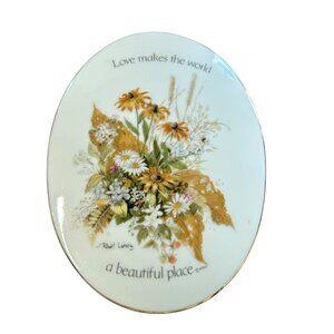 Sweet Oval Porcelain Wall Plaque Love Makes The Work a Beautiful Place